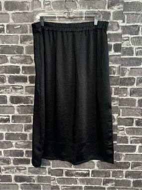 Gap Satin Midi Skirt black elastic pull on waistband